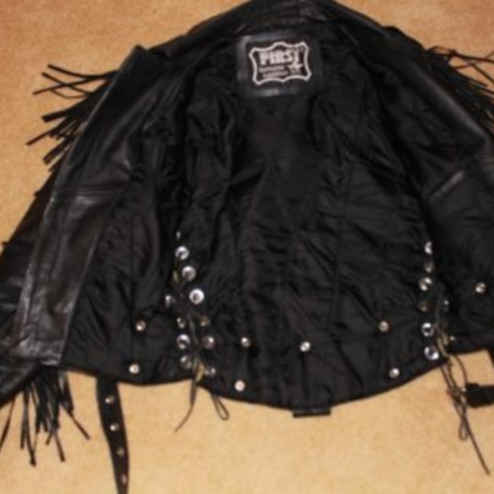 First Fringed Leather Motorcycle Jacket - Picture 3 of 3